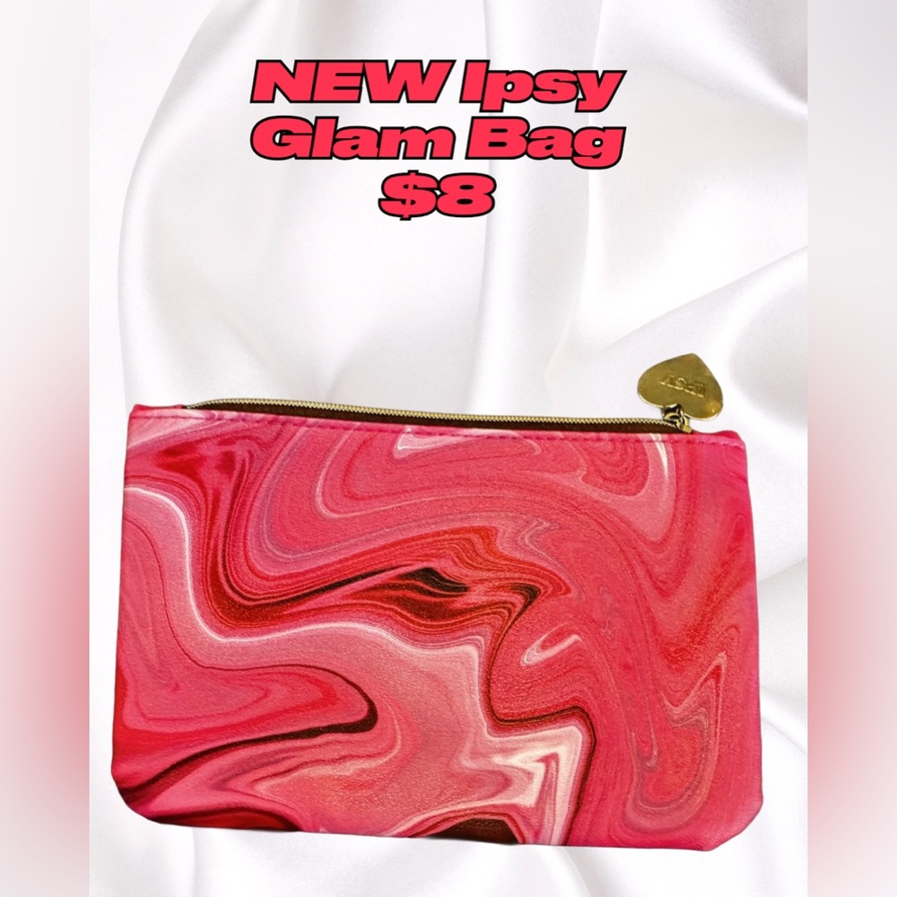 New Ipsy Glam Bag | Hot Pink & White | Travel Pouch | Small Makeup Organizer